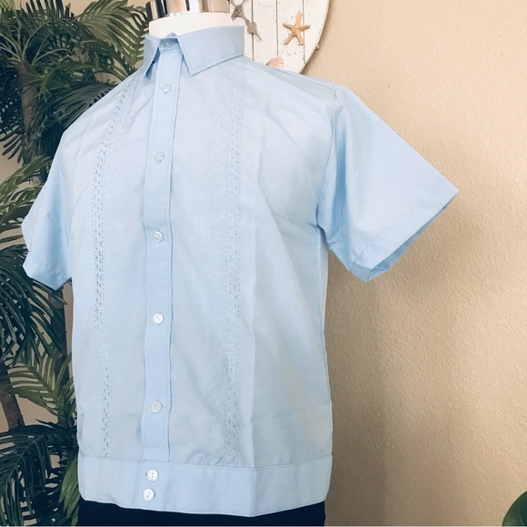 SALE❣️Powder Blue Polo Jack Barong Tagalog with simple embroidery - Picture 3 of 5